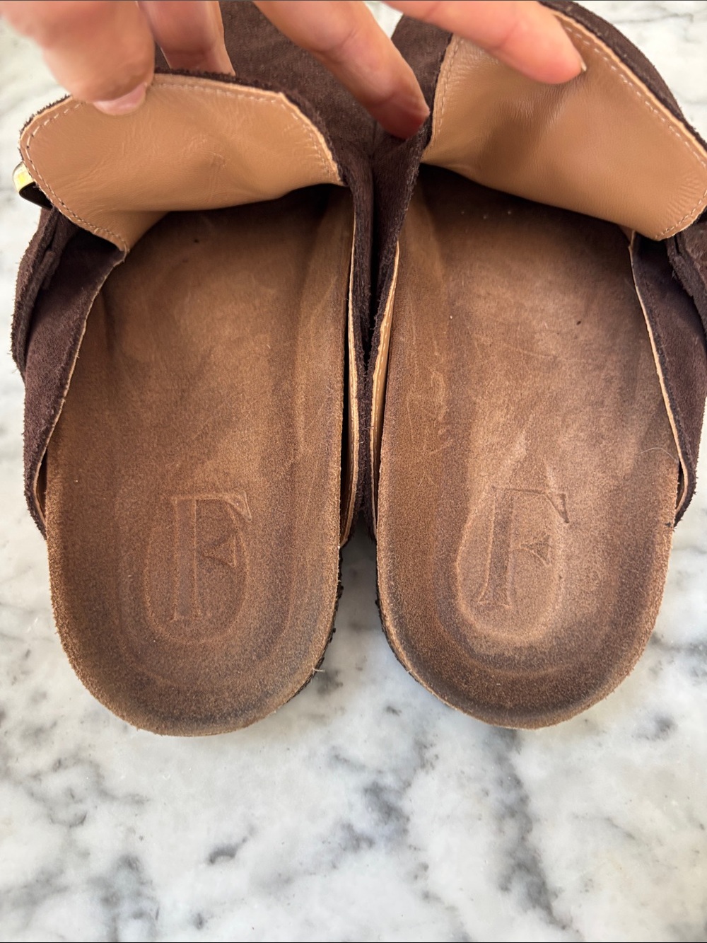 Flattered Dark Brown Suede Buckle Clogs - Picture 3 of 6